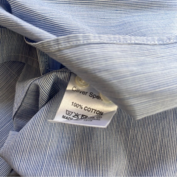 Oliver Spencer Shirt Size 15.5" Blue Long Sleeve Button Cuff 100% Cotton - Picture 9 of 9